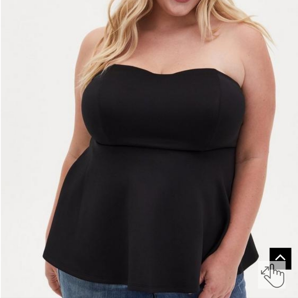 Torrid Scuba Sweetheart Strapless Peplum Top in Black